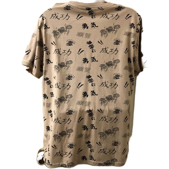 WXYZ Men's Unisex Graphic Tan T-shirt Tee XL All Over Print Lettering Cotton - Picture 3 of 8